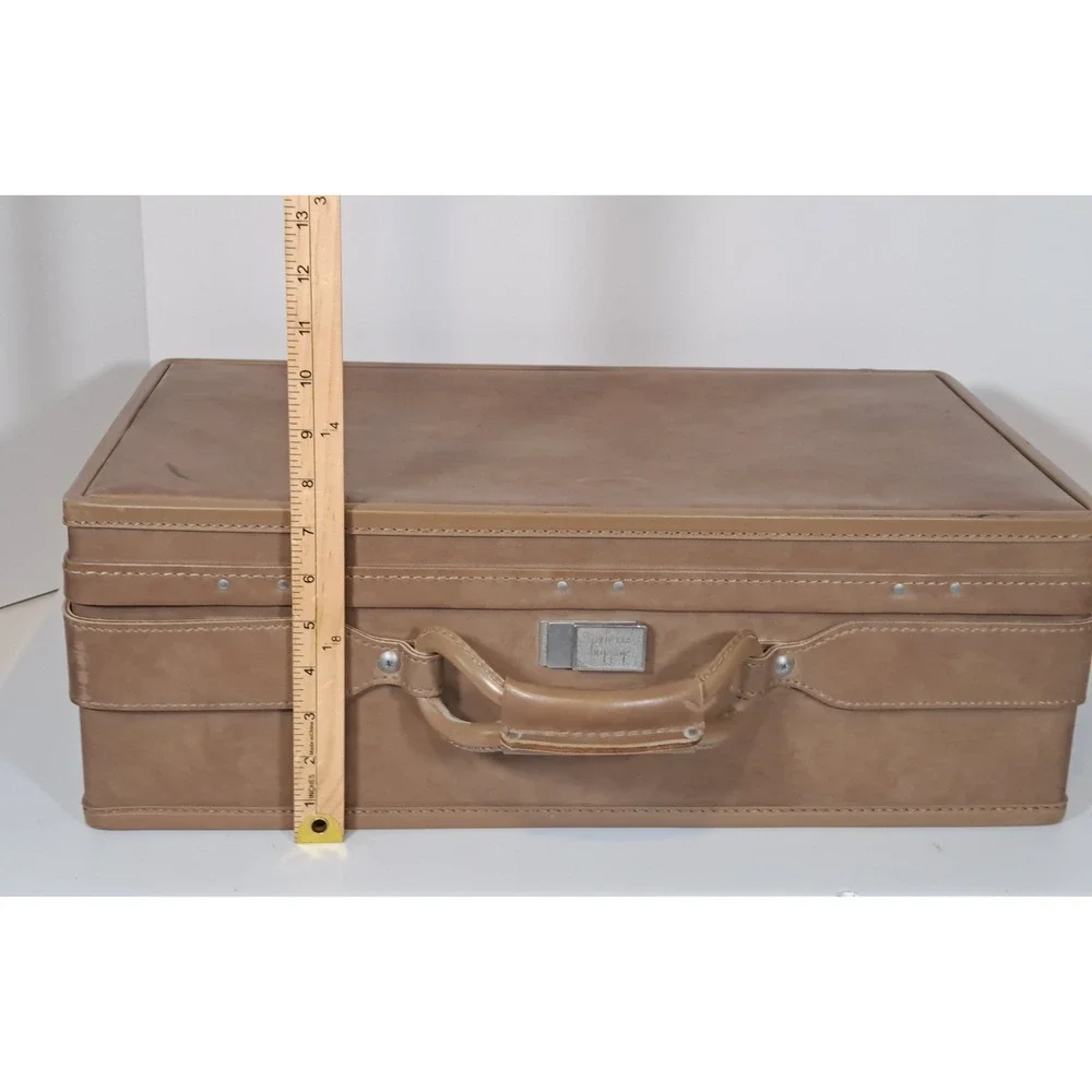 Vintage Hartmann Luggage Tan Hard Shell Suitcase Mid-Century Modern 21 Inch